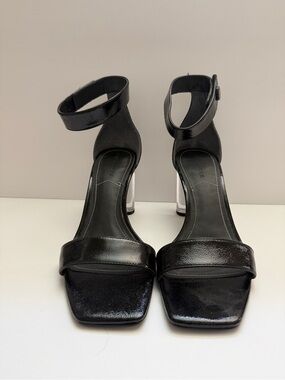 Kendall & Kylie Black Patent Ankle-Strap Block Heels
